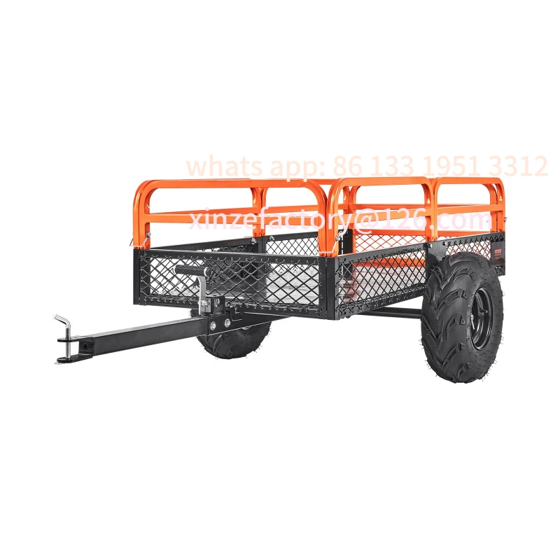 Customizable Heavy Duty Steel ATV Dump Trailer Tow Behind Dump Cart Garden Trailer with Removable Sides and Tires - Detail 1