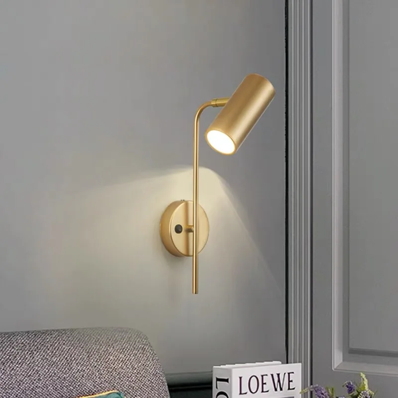 Modern Home Decoration Indoor Wall Lamp E27 Holder Metal Body Bedroom Bedside Reading Light Sconce Rotatable Lustres With Switch