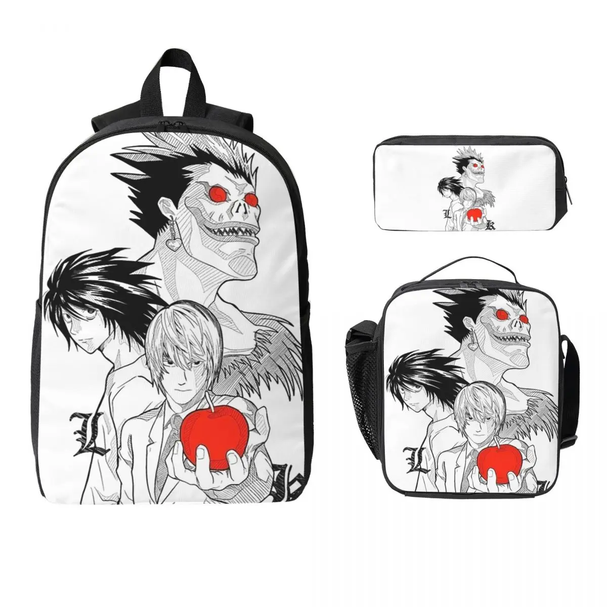 

Death Book Death Note Anime Backpack Boys Girls BookBag School Bag Computer Shoulder Bags 3ps Insulated Lunch Bag Pencil Case