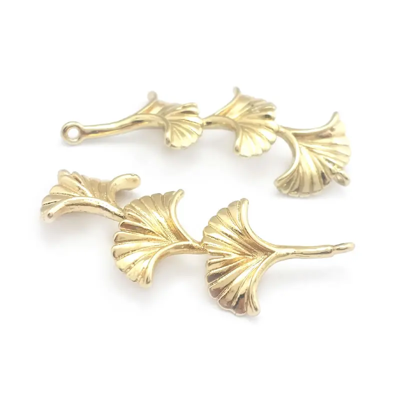 High Quality 18K Gold Color Brass Ginkgo Leaves Tree Leafs Charms Pendants High Quality Diy Jewelry Making Necklace Accessories