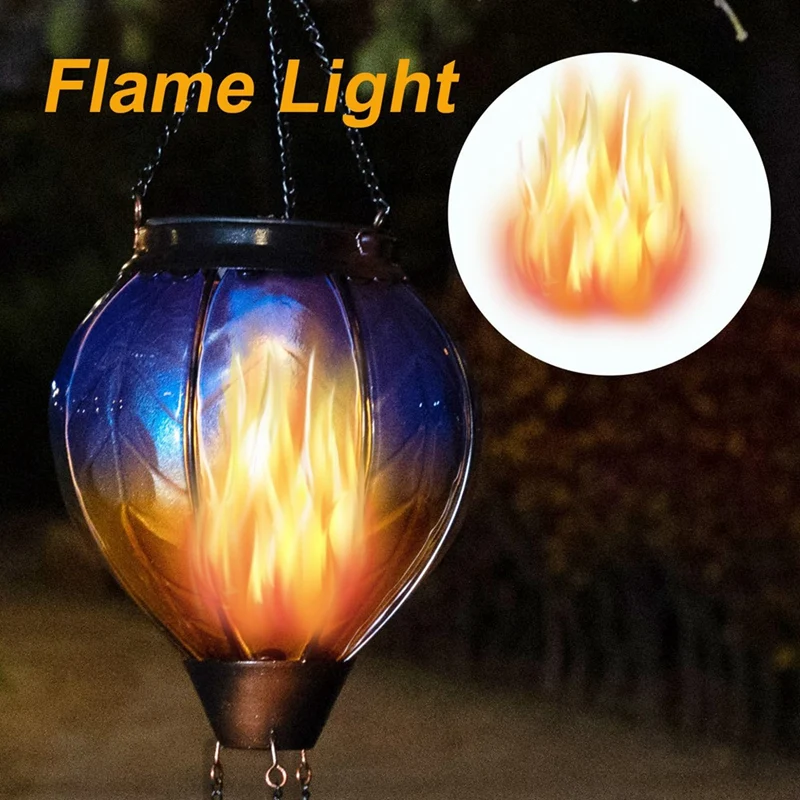 Linterna Solar de globo de aire caliente con luz de llama parpadeante, impermeable, acrílico + Metal para jardín, Patio, 1 pieza