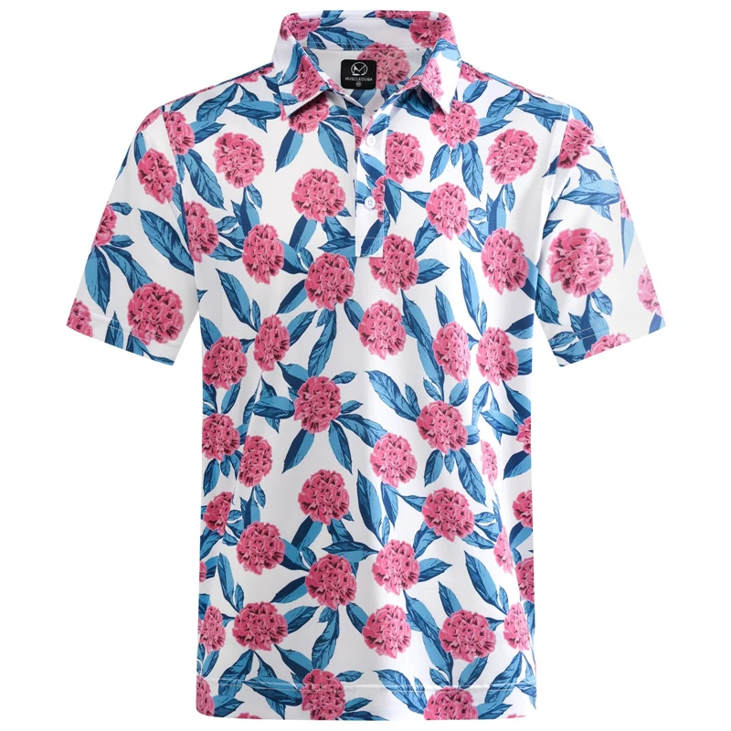 Hawaiian Plants Polo Shirt Man Summer 3D Print Leaves Flower Short Sleeve Golf Polo Shirts Oversized Street Tops T-Shirt Clothes