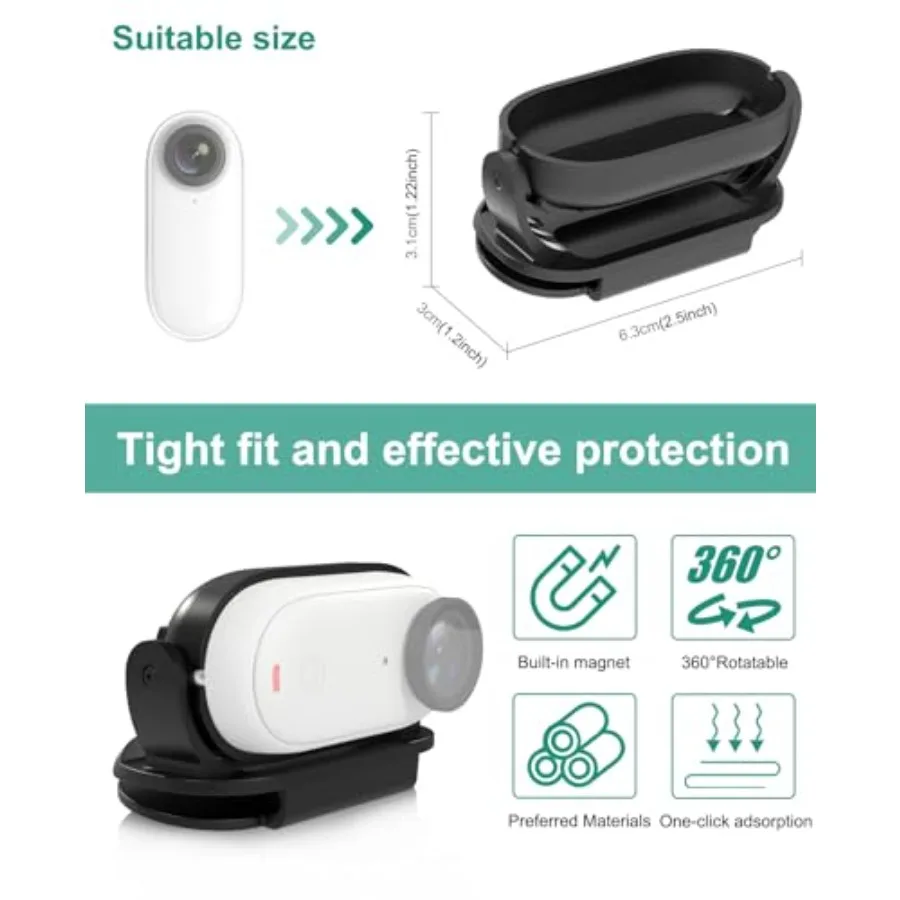 PULUZ – Clip de capuchon de caméra, support de montage magnétique pour Insta360 GO3, Clip de chapeau à dégagement rapide, fixable au chapeau ou au dos