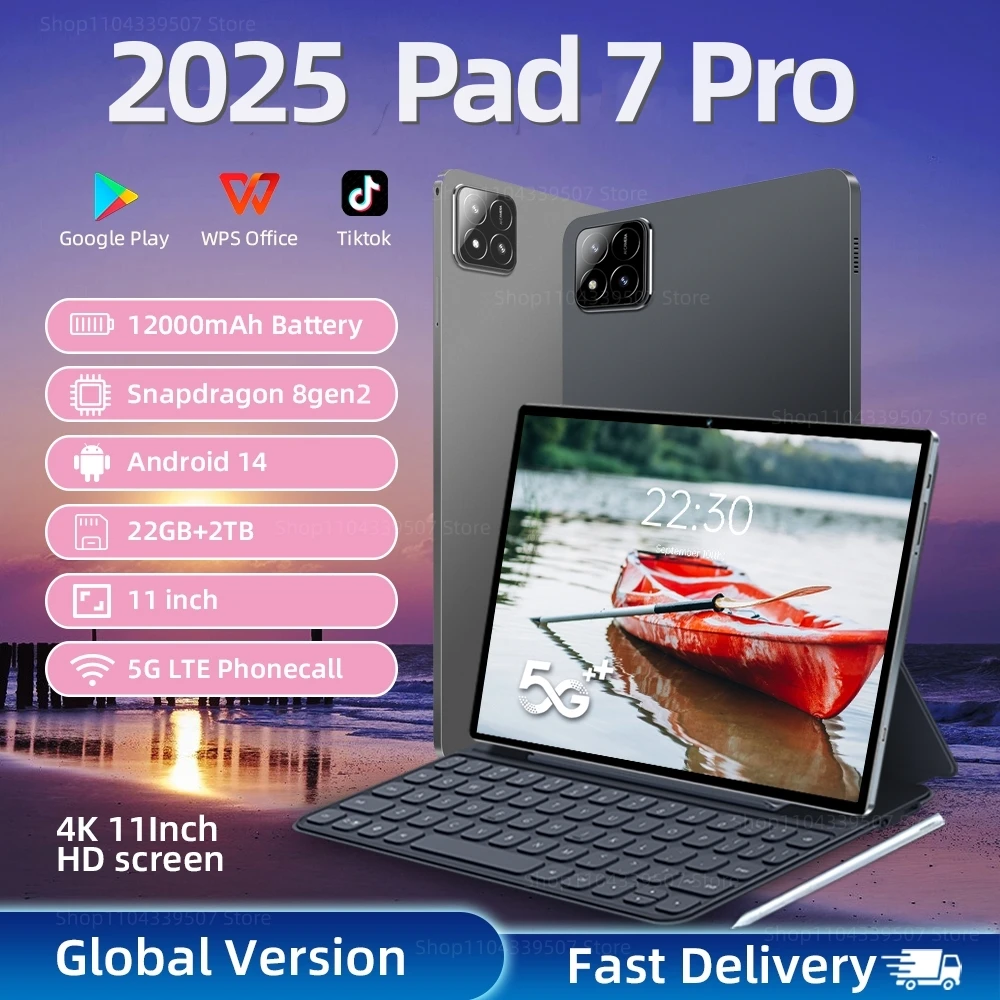 �y�Z�[�����zPad 7 Pro Android 14 �^�u���b�g 5G �f���A��SIM GPS �w�K �I�t�B�X GPS WiFi 12000mAh 22TB+2TB Snapdragon 8gen2 �O���[�o���� �^�u���b�gPC