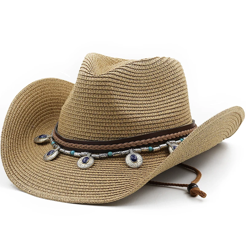 

New Girl Summer Solid Outdoor Couples Beach Hats for Men and Women Travel Sun hat Ladies Visor Western Cowboy Straw Hats