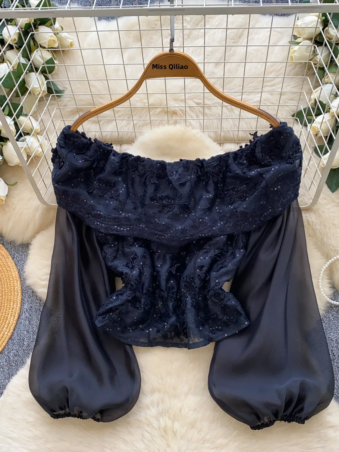 

Женский фонарь с тяжелой вышивкой Sve irt Faion oulder с завязками на талии, осенний новый дышащий повседневный стиль...