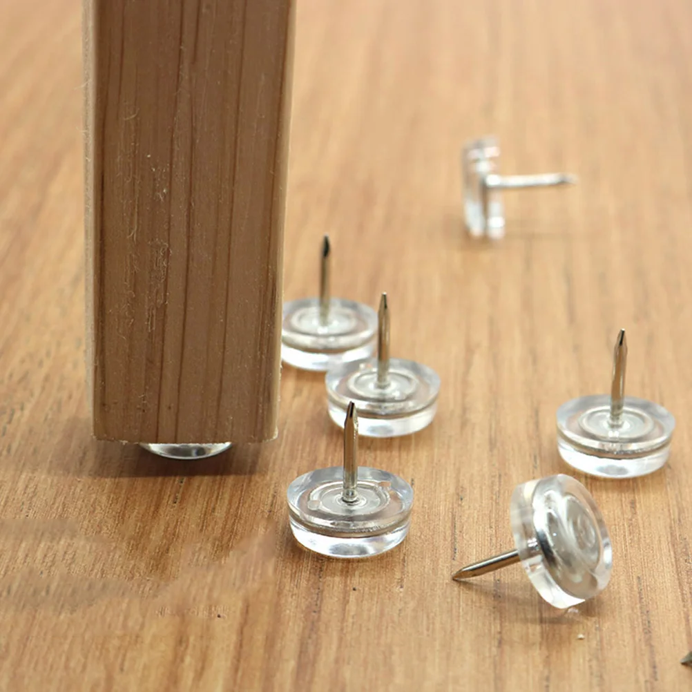 

24pcs Furniture Protectors Cleats Floor Pads Plastic Feet Nail for Wood Floors Couch Legs Sliders Non Slip Durable Sofa Tacks