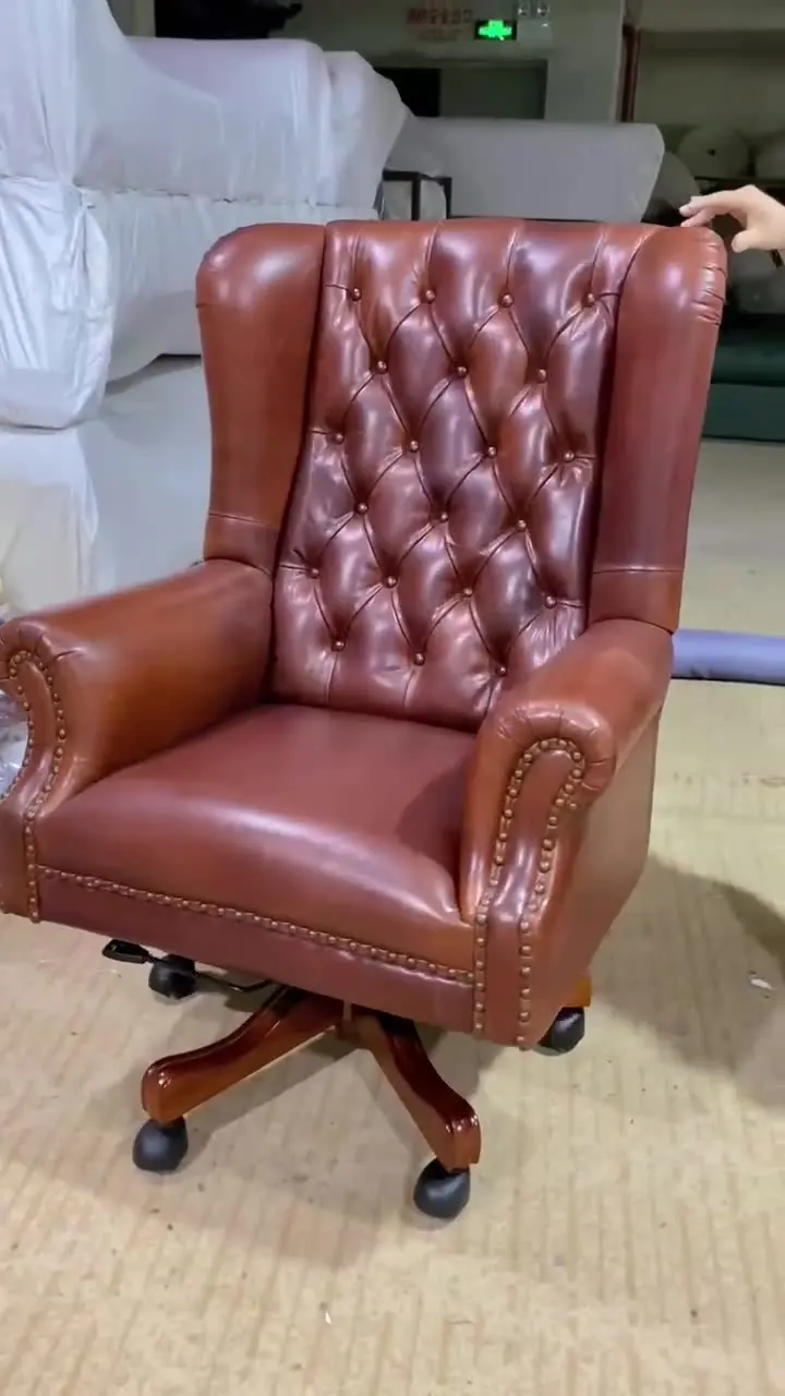 &High Quality  Leather Executive Chair Luxury Boss President Business Leather Office Classical Chair