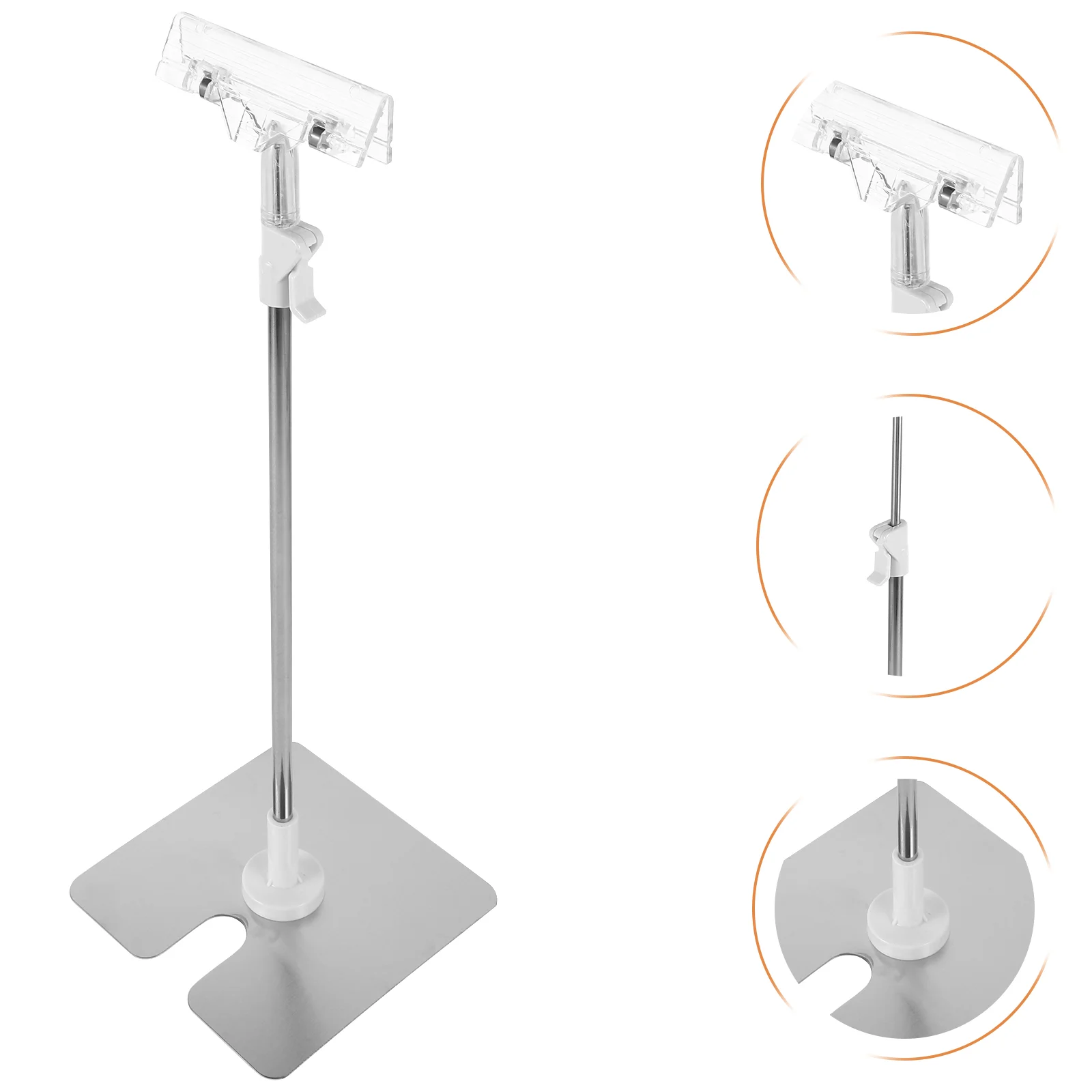 Stainless Steel Poster Stand Adjustable Holder Clip Sign Display Standing Silver Banner Shopping