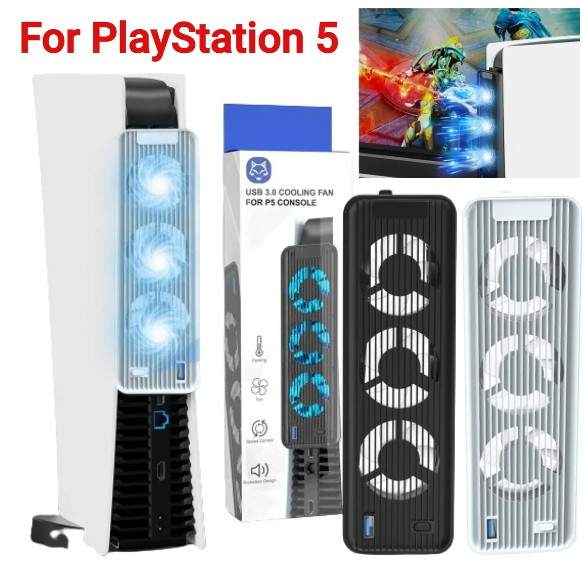 Per Console PS5 ventola di raffreddamento Host esterna con sistema di raffreddamento a luce LED ventola di raffreddamento silenziosa per Playstation