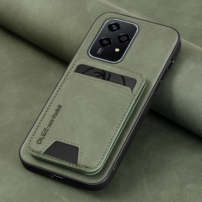 New Solid Color Leather Wallet Card Slot Bracket Shockproof Phone Case For Honor 200 Pro Lite 100 90 70 50 X8B X50i Back Cover