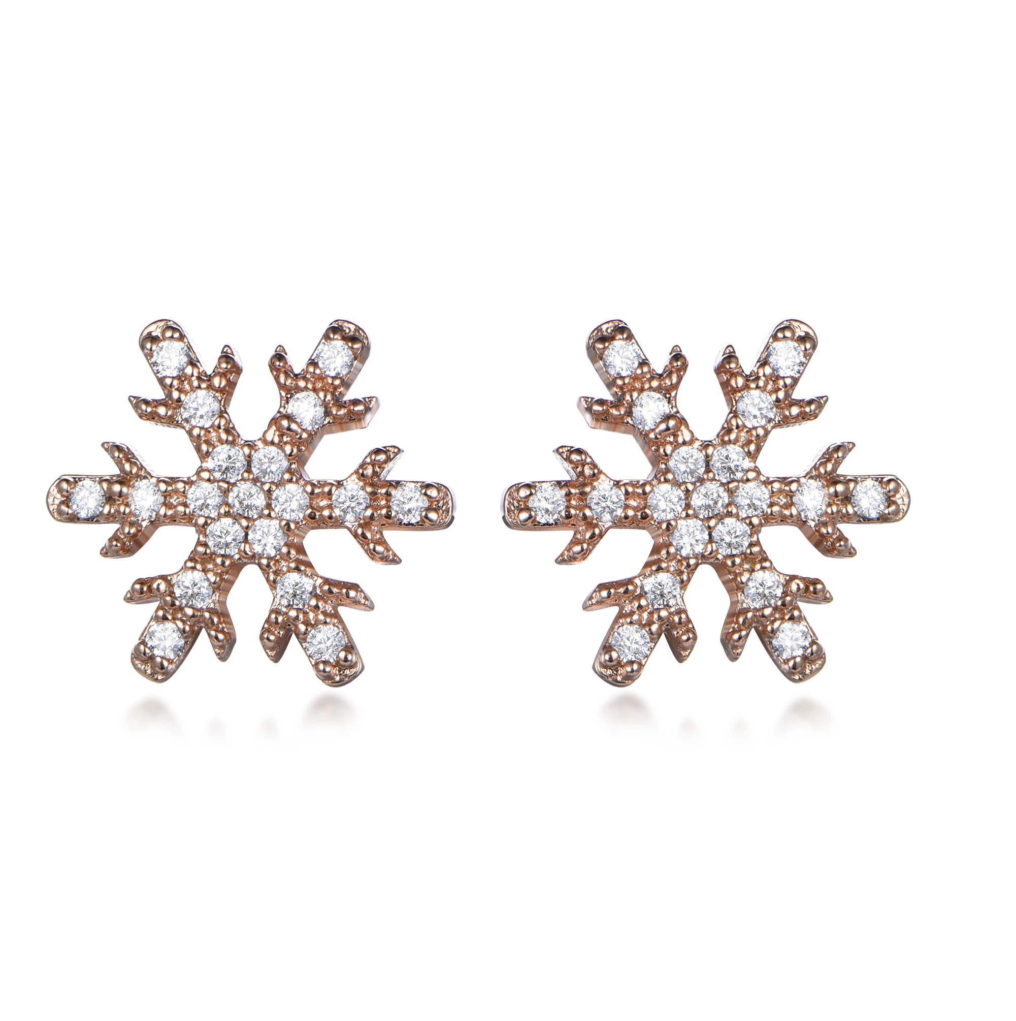 

TKJ JEWELS 925 Sterling Silver Snowflake Design CZ Earrings Classic Setting Zirconia for Women Earring Elegant Christmas Jewelry