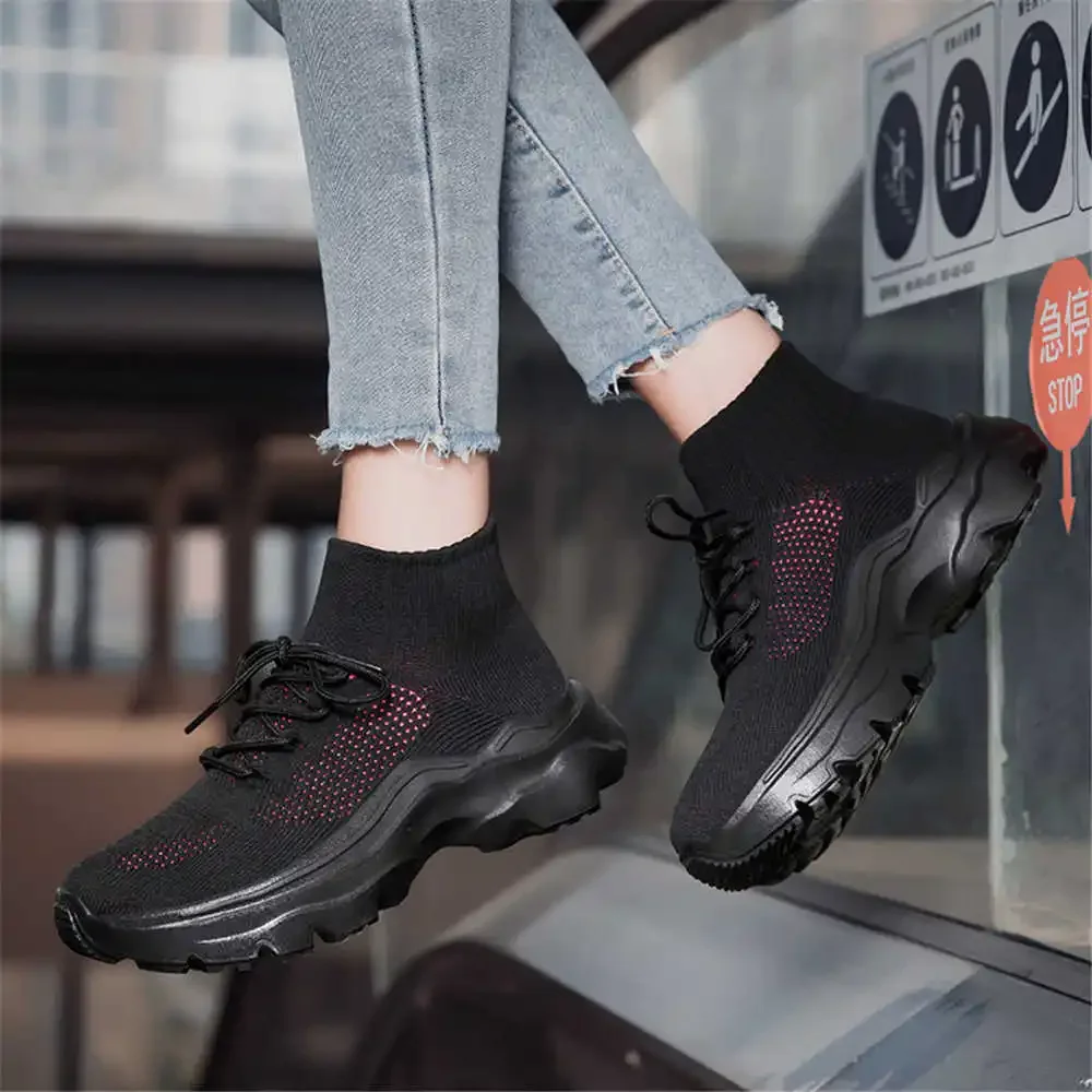 

Knitted Size 37 For Jogging Tennis Sneakers White Woman Black Shoes Ladies Sport Link Vip Shuse Practice Scarp Sneakeres