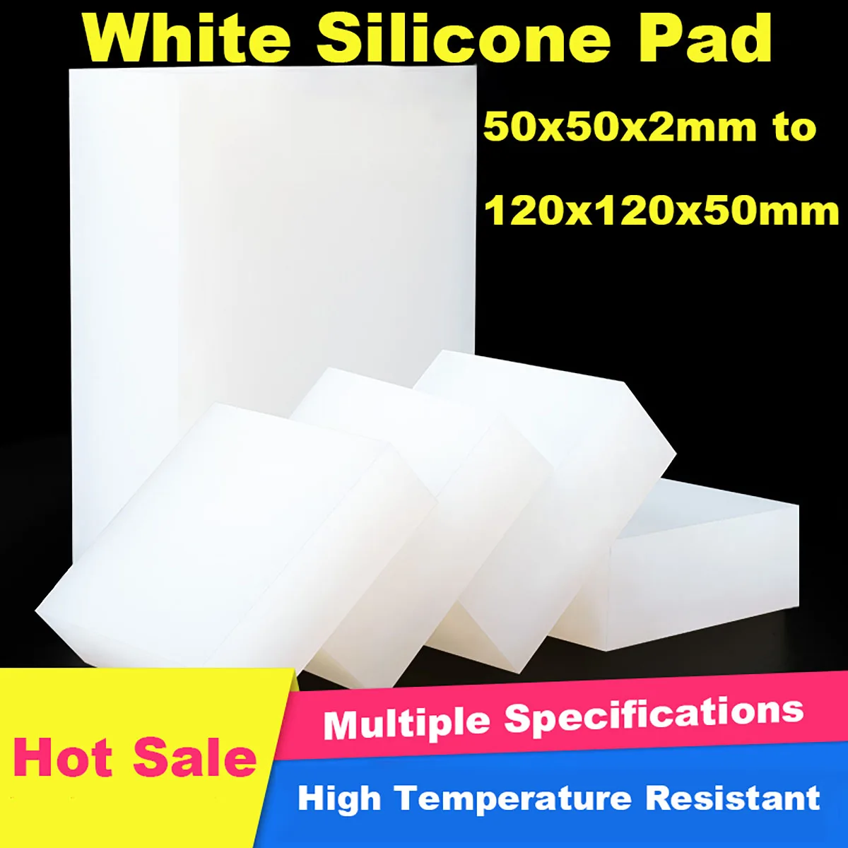 

50x50mm-120x120mm 2-50mm White Silicone Pad High Elastic Sheet Rubber Damping Soft Pad Wear Resistant Shockproof Block Gaskets