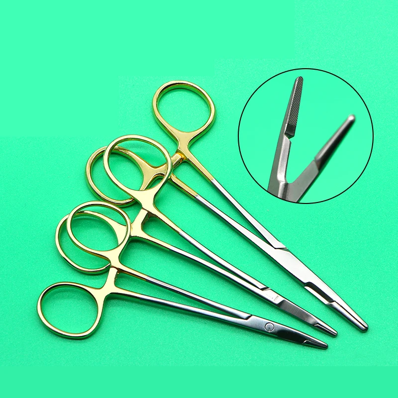 1pcs Multifunctional needle holder with scissors 12.5cm/14cm Needle Holder Insert with Scissors Gold Handle Clamp