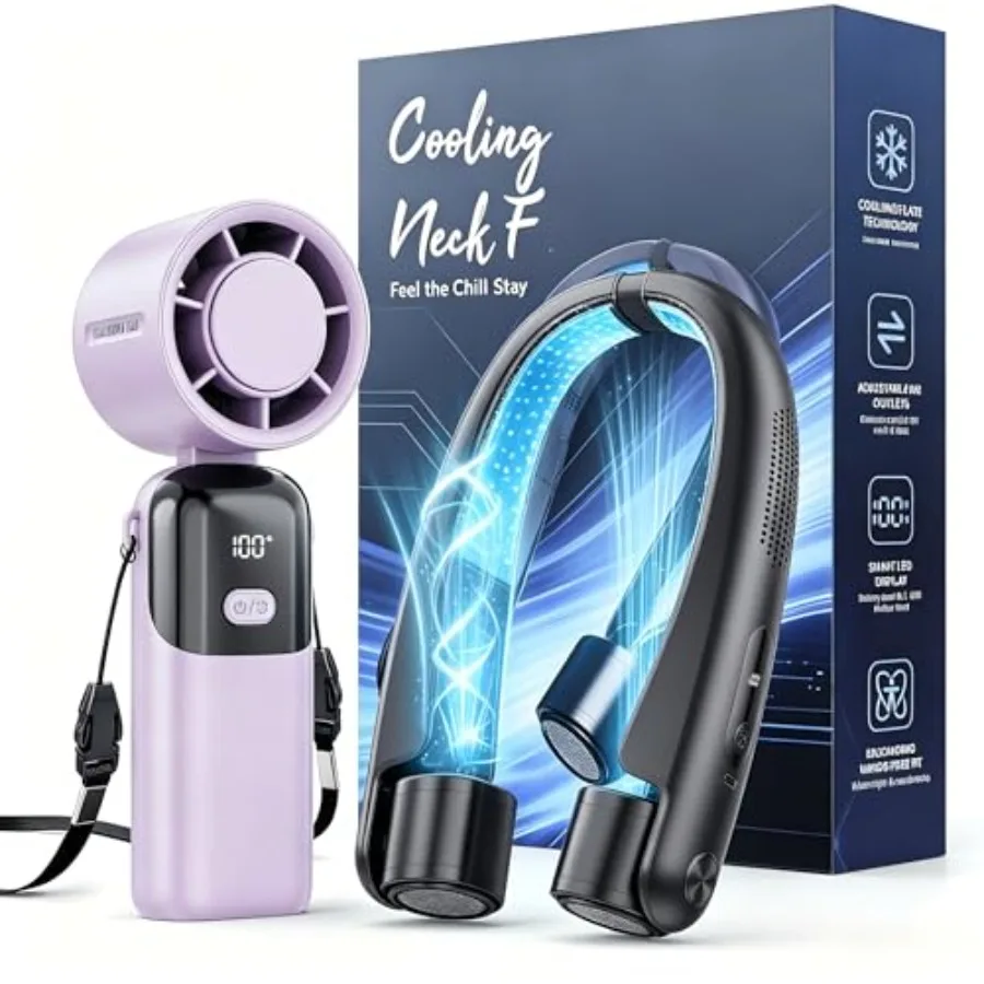 

Portable handheld fan for outdoor use, ABS plastic, purple+black, ultra-quiet dual-speed cooling