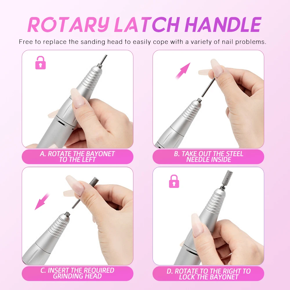 45000 RPM oplaadbare nagelboormachine met LCD geluidsarme professionele nagellakschuurmachine nagelaccessoireset