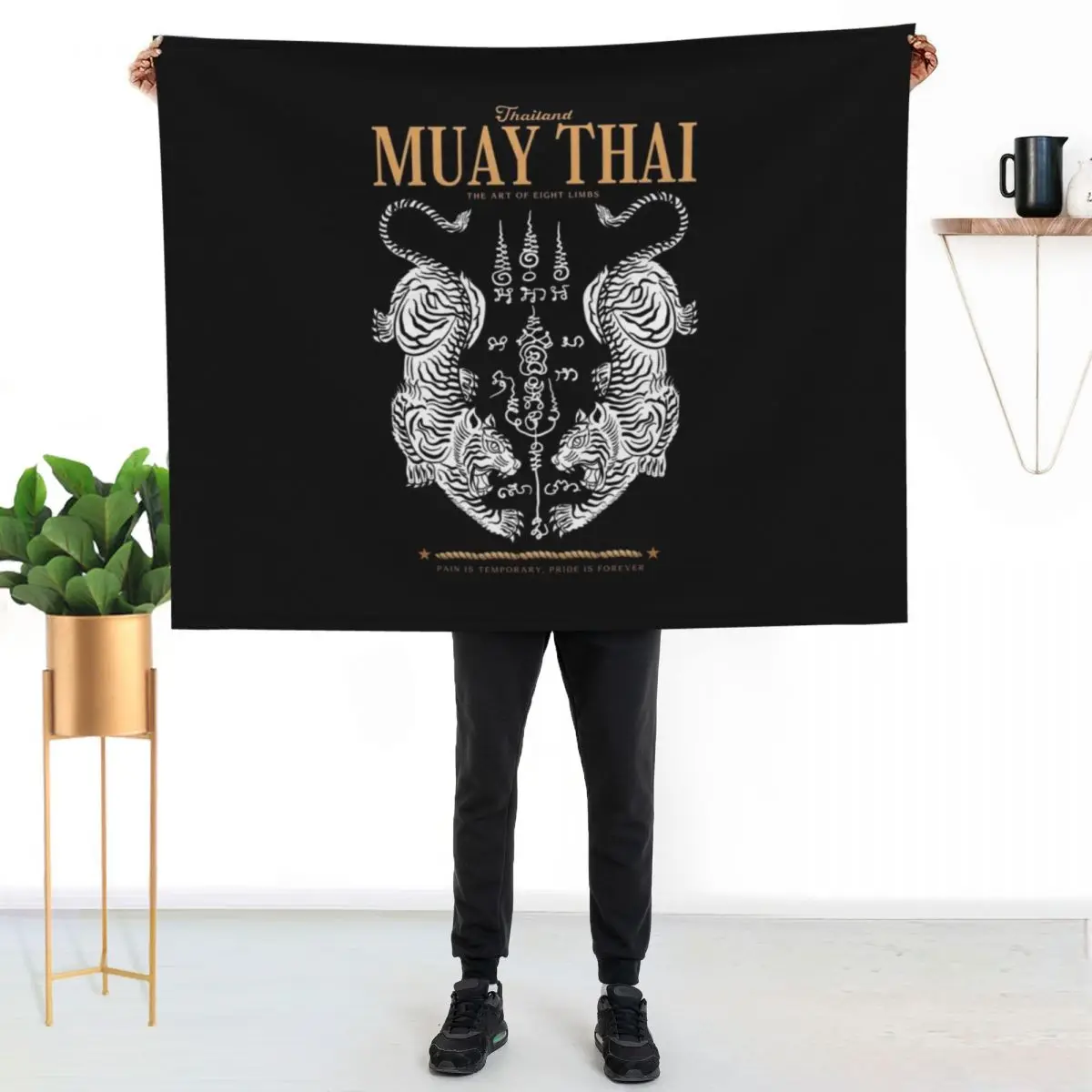 

Classic Muay Thai Twin Tiger Throw Blanket Soft Bedroom Blanket for Night Sleeping