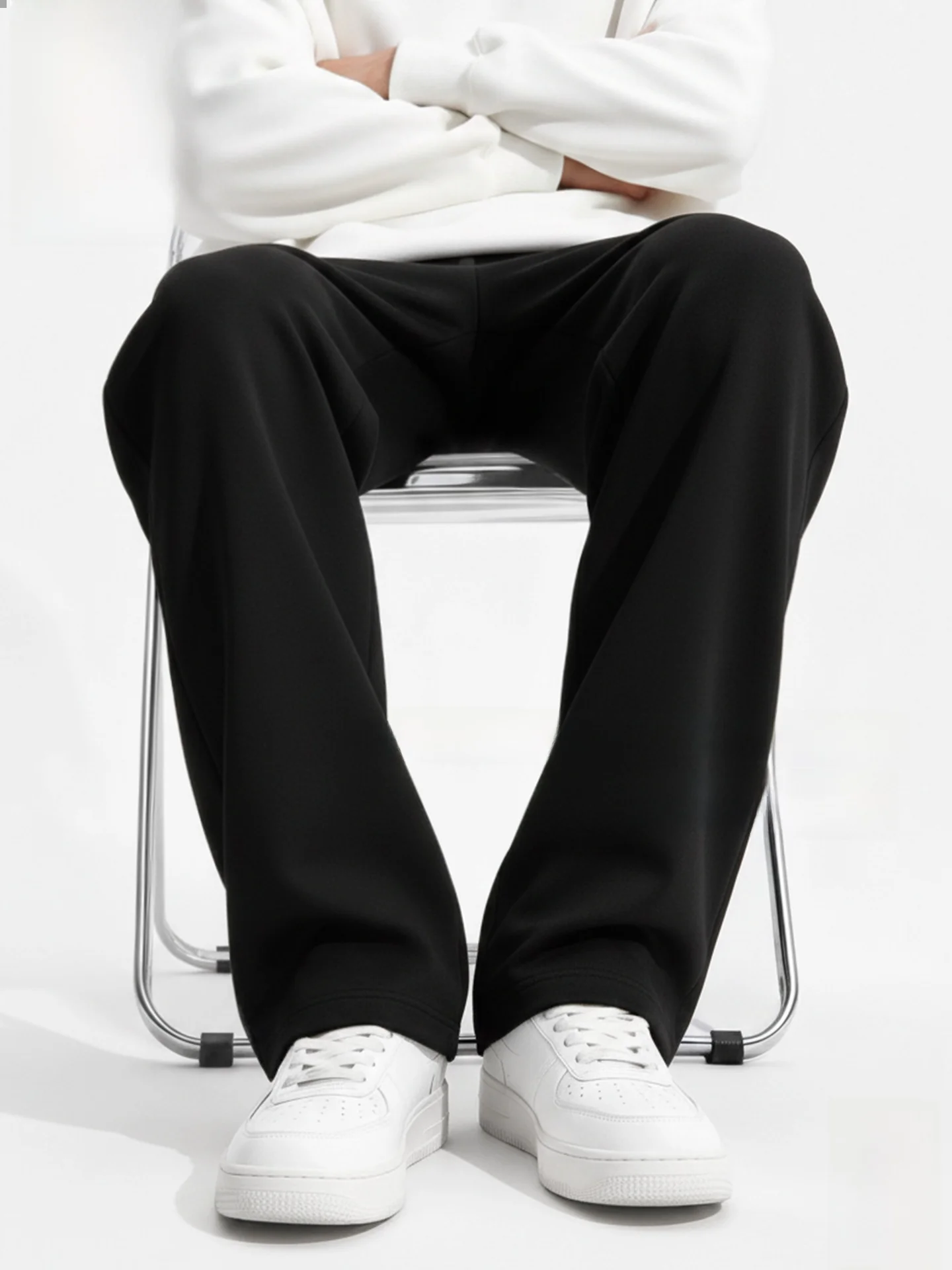 

Мужские повседневные брюки для бега, весенние, свободного кроя, прямые, спортивные, черные, удобные, дышащие, из хлопка