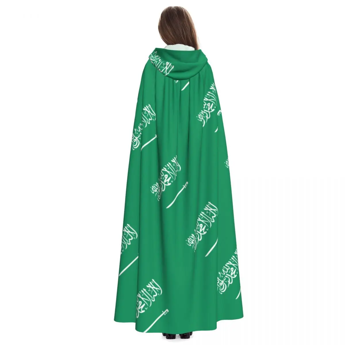 Long Cape Cloak Flag Of Saudi Arabia Hooded Cloak Coat Hoodies Elf Purim