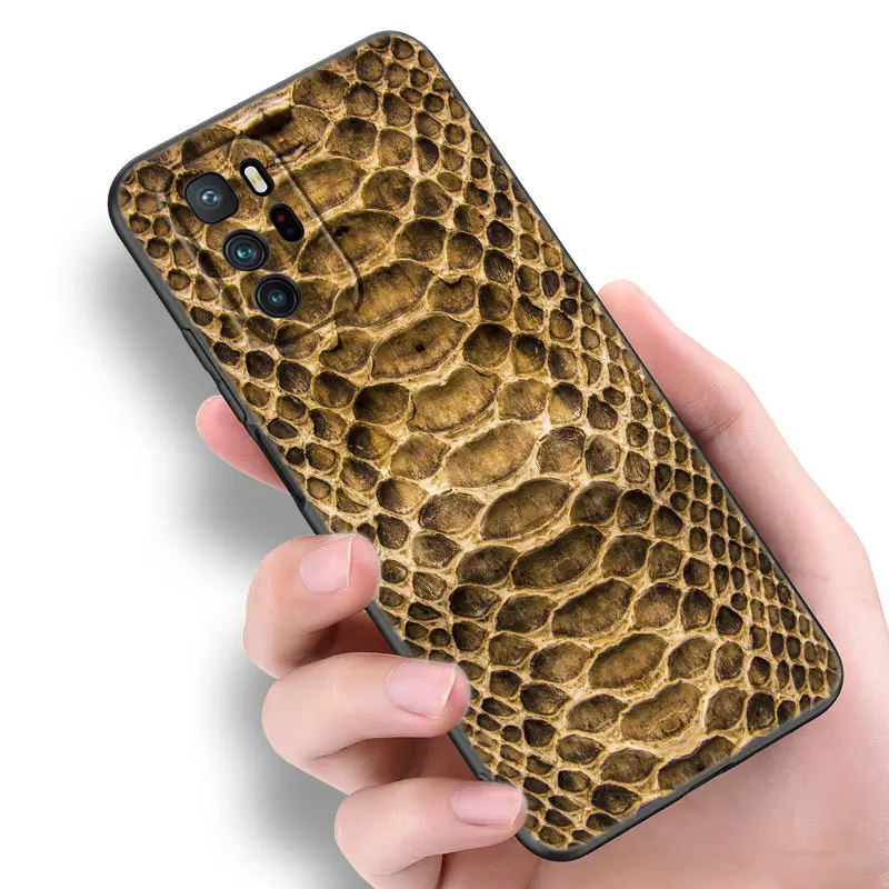 Fashion Snake Skin Black Silicone Phone Case For Xiaomi Redmi Note 10 11 11S 12 13 4G 8 9 11T Pro 5G Plus 8T 9S 10S 12S