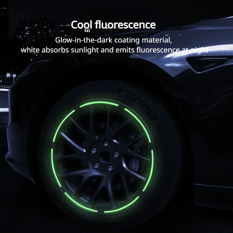 4pcs Wheel Hub Protection Ring Luminous Half Pack Hubcap Cover Car Modification Accessories for Tesla New Model 3+ Highland 2024