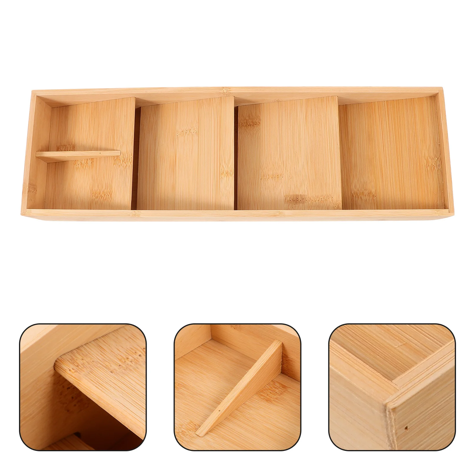 

4 Slots Wood Utensil Drawer Organizer Narrow Kitchen Storage Tray For Spoon Fork Chopstick Cutlery Silverware Holder Flatware