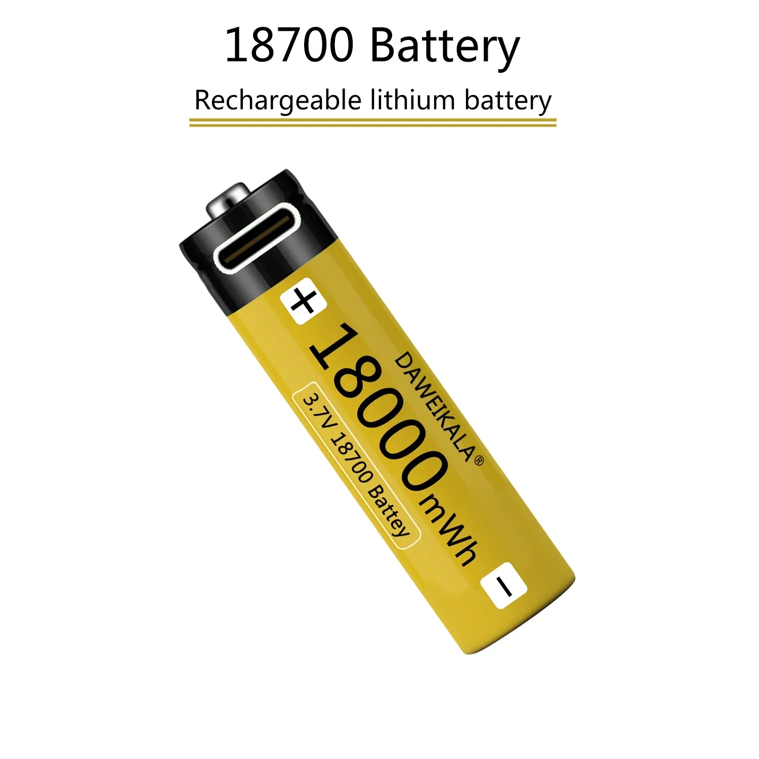 18650 Battery USB Type-C 18700 3.7V 18000mWh USB Rechargeable Li-ion Battery for Flashlight Electric Mobile phone Toy Battery