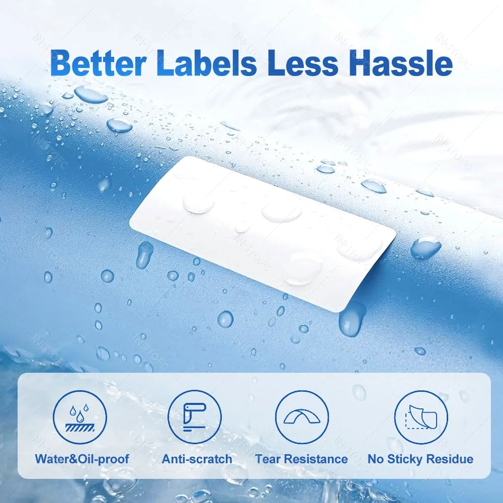 เครื่องพิมพ์ฉลากความร้อนบลูทูธขนาดพกพา Marklife P12 หรือสติกเกอร์ฉลากกาวสีขาว 1 ม้วน รองรับงาน DIY สำหรับบ้าน ครัว โรงเรียน