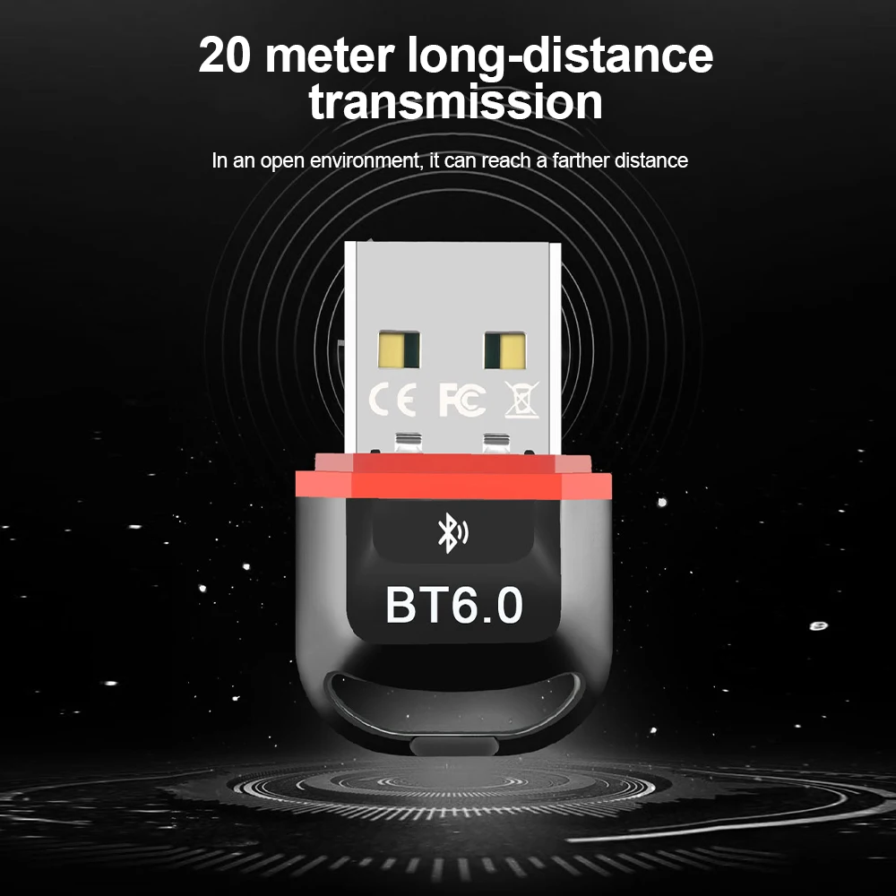 Adattatore USB Bluetooth 6.0 Dongle BT5.3 per PC Trasmettitore ricevitore Bluetooth Windows11/10/8.1 per tastiera/mouse/cuffie