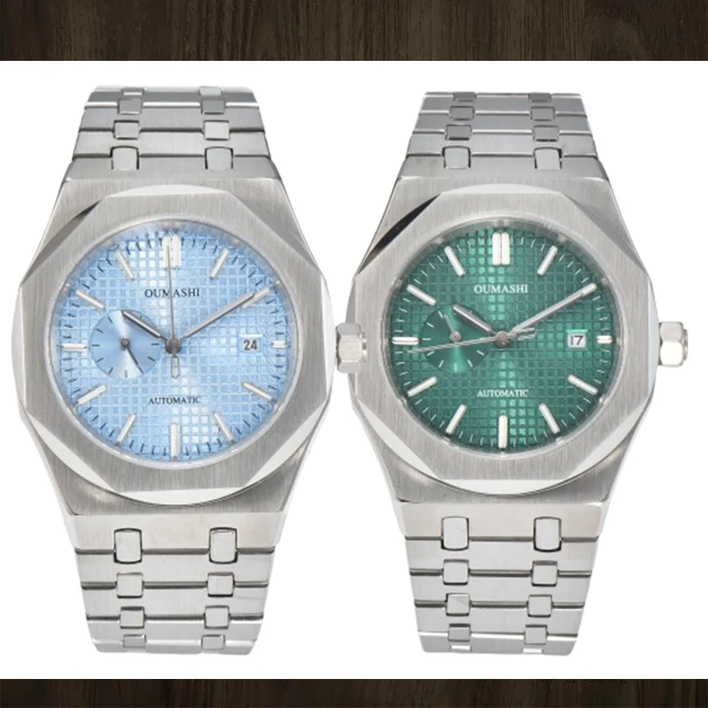 شعار مخصص 42 مللي متر ساعة رجالي 8217 حركة ميكانيكية أوتوماتيكية الياقوت كريستال 316l حافظة فولاذية 100 متر ساعة مقاومة للماء