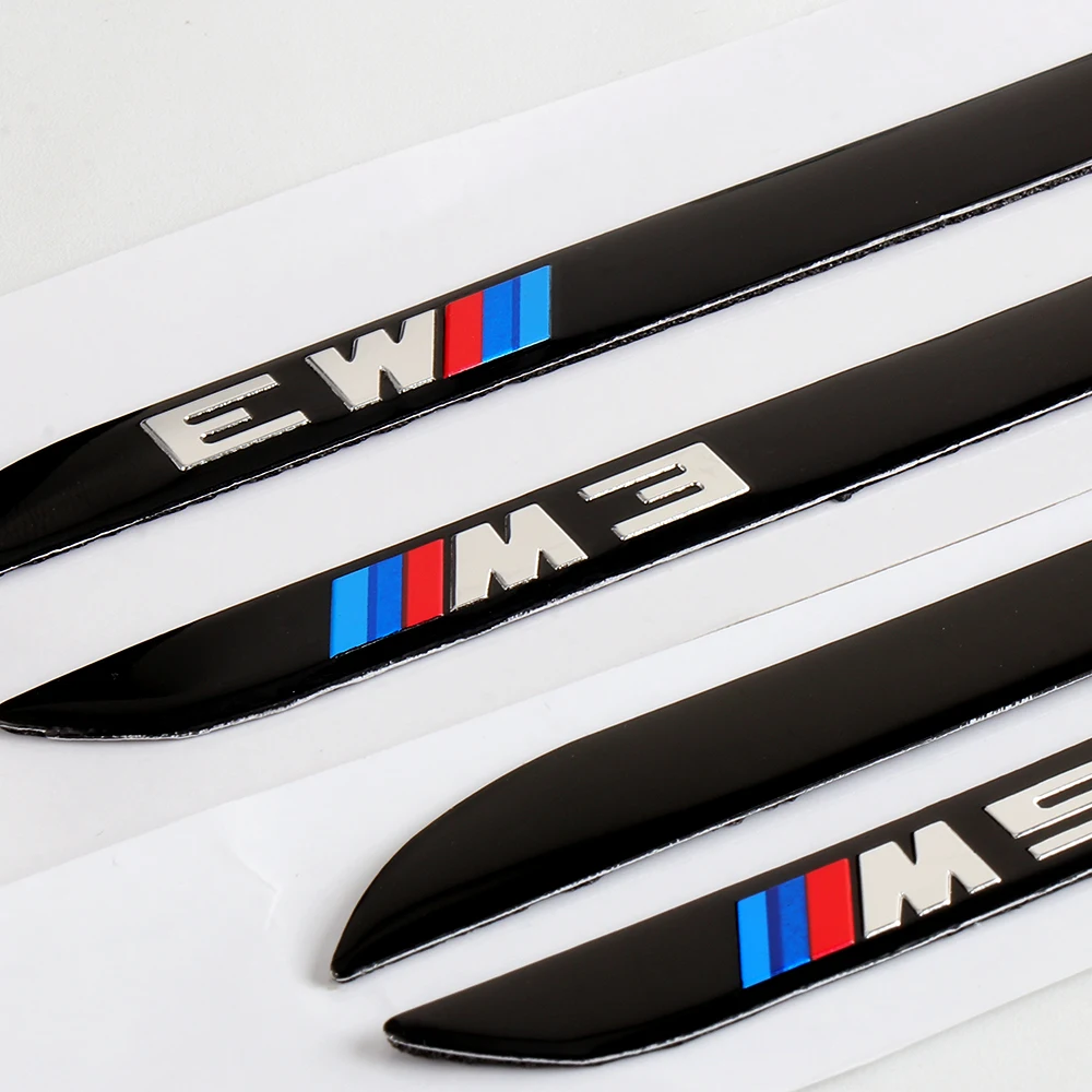 2PCS ABS M3 M5 Emblem Car Body Decoration Sticker Accessories For BMW E39 E36 X5 E70 F25 F15 E53 E92 E87E46 E90 E60 F10 F30 F20