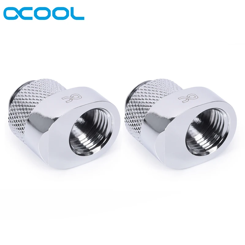 2 stuks Alphacool Eiszapfen 8 mm offsetfittingen 360 draaibaar met één binnendraad en één buitendraad G1/4" chroom/zwart