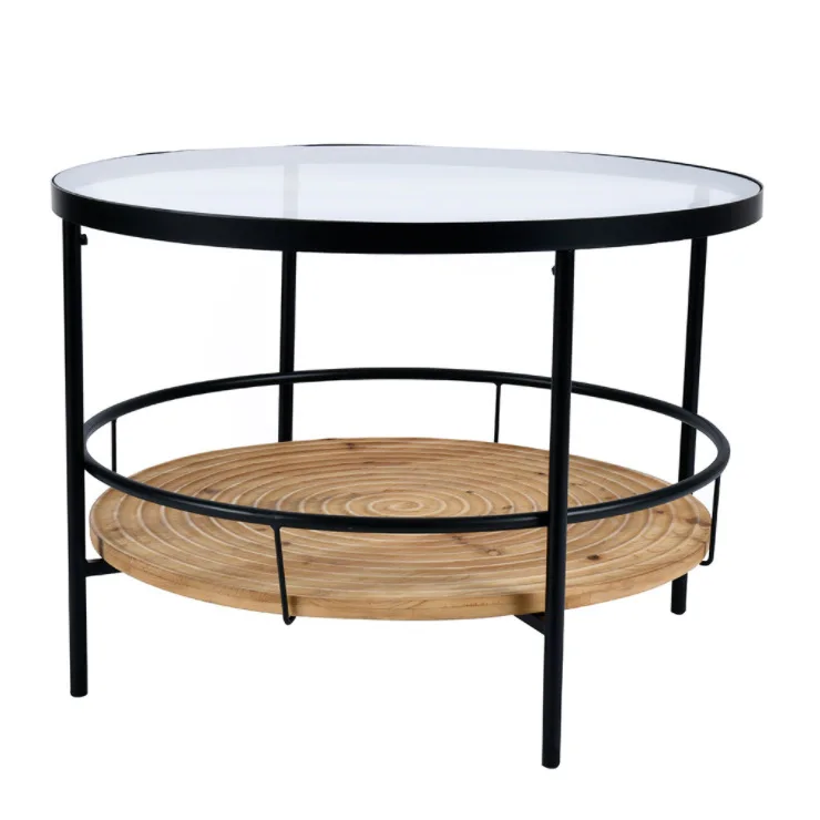 Nordic Glass Living Room Coffee Table for Small Apartment Modern Round Double Layer Household Table for Contemporary Home