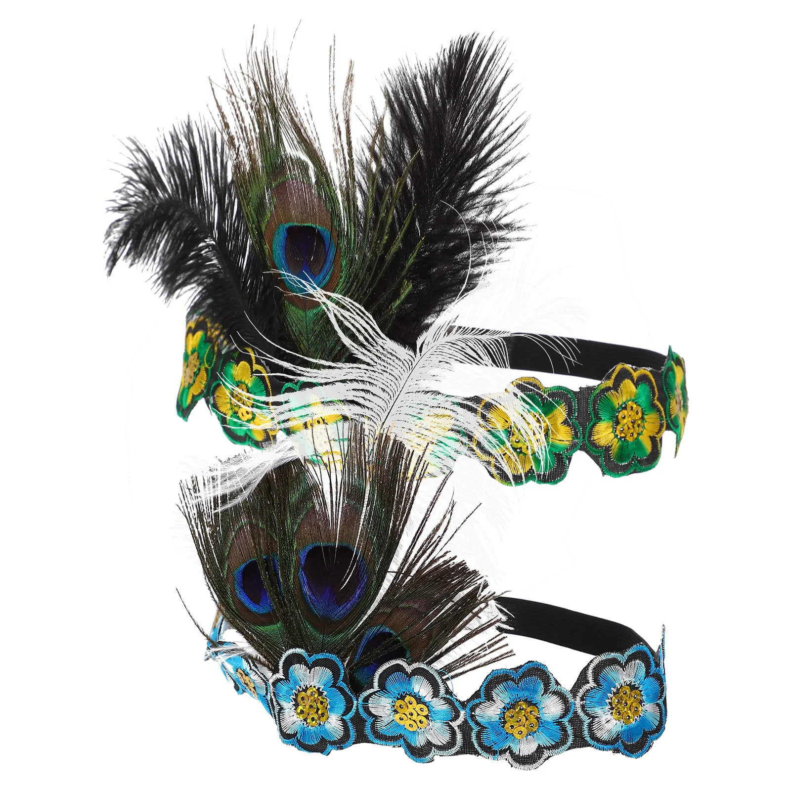 

2 шт. шикарное украшение для волос с шлейфом, прочная повязка на голову в этническом стиле для мероприятий в помещении и на открытом воздухе и подарков, повязка на голову с шлейфом