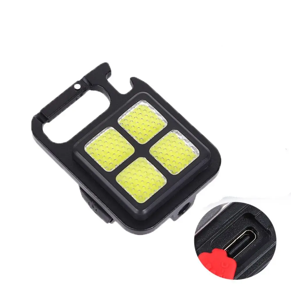 

2 Pcs High Bright Small Led Flashlight Multifunctional USB Charging Camping Lamp 90 ° Rotation Foldable Keychain Light Outdoor