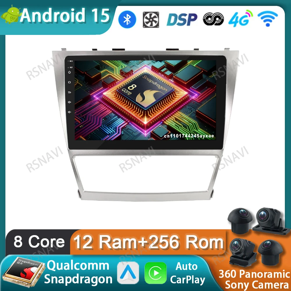 

Автомобильный радиоприемник Android 15 для Toyota Camry 40 2007-2011 AI Voice 360 Камера Carplay Viedo Player 8-ядерный НЕТ 2DIN Qualcomm DVD QLED DSP