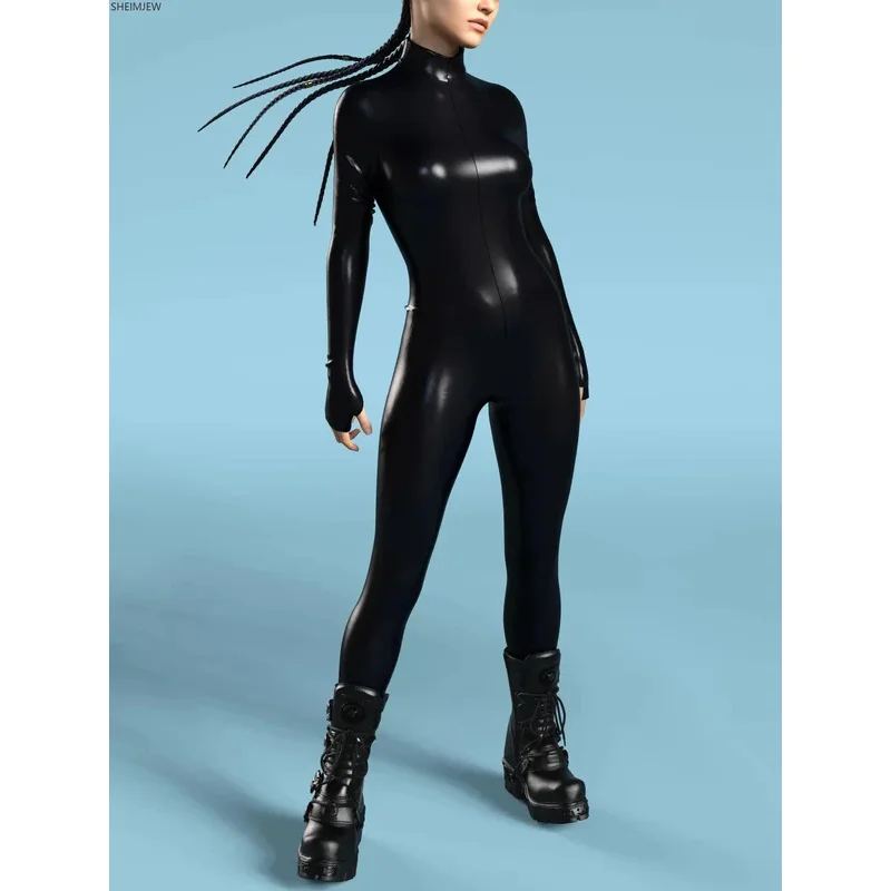 RT01 Unisex Sexy Jumpsuit Halloween Punk Cosplay Zentai Suit Holiday Party Black Bodysuit Nightclub Catsuit Rave Suits Cycli*Jk2