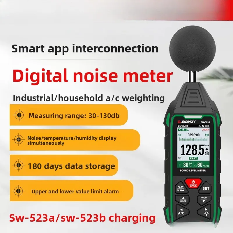 デジタルサウンドレベルメーター-ハンドヘルド型工業用デシベルテスター-bluetoothノイズ測定器