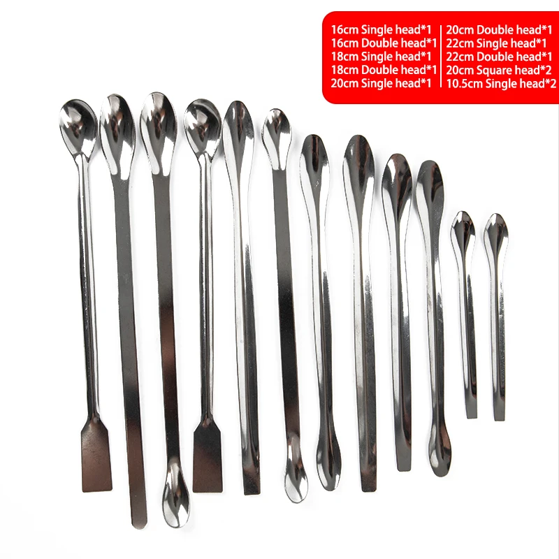 Hot sale 12PCS Stainless Steel Lab Spoon Spatula/Laboratory Sampling Spoon Mixing Micro Spatula Scoop