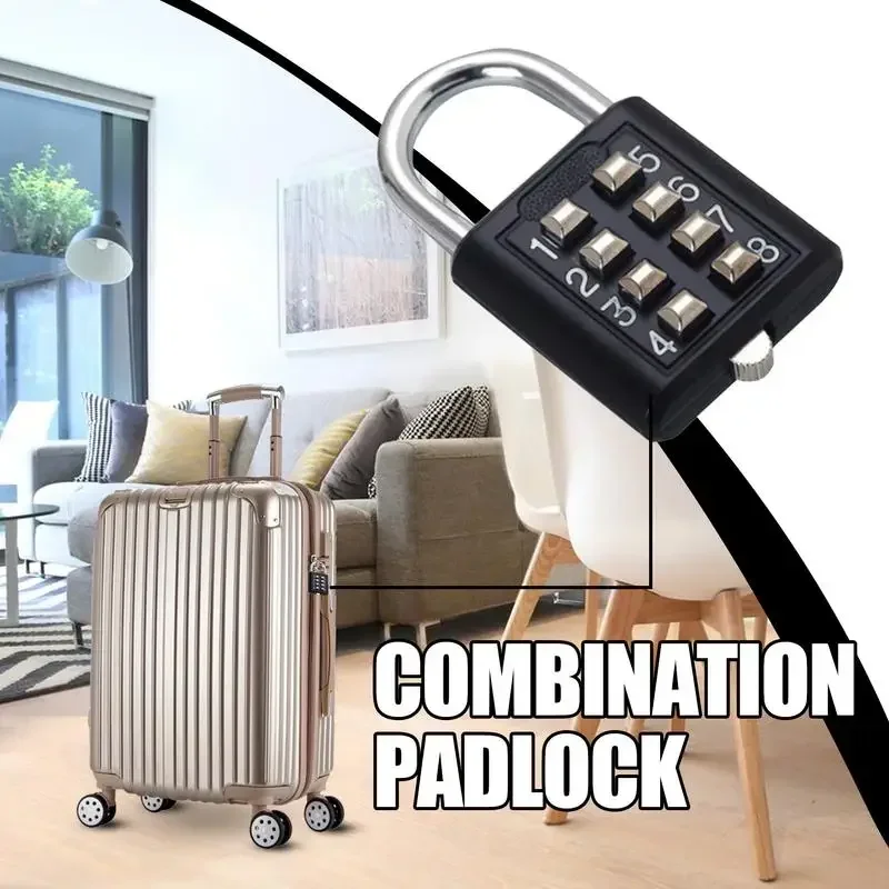 Gym Padlock With Code Button Combination Security Padlock 8 Digits Digital Code Padlock Small Locker Lock For Fence Students NEW