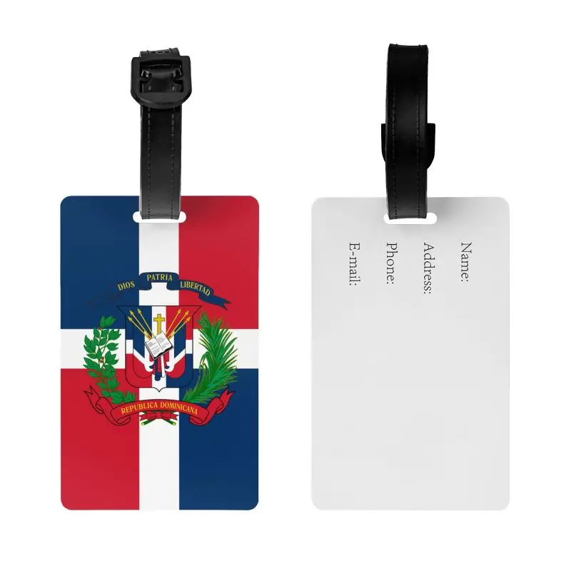 Dominican Republic Flag Pattern Luggage Tag for Suitcase Privacy Protection Baggage Tag Travel Bag Labels Suitcase with Strap