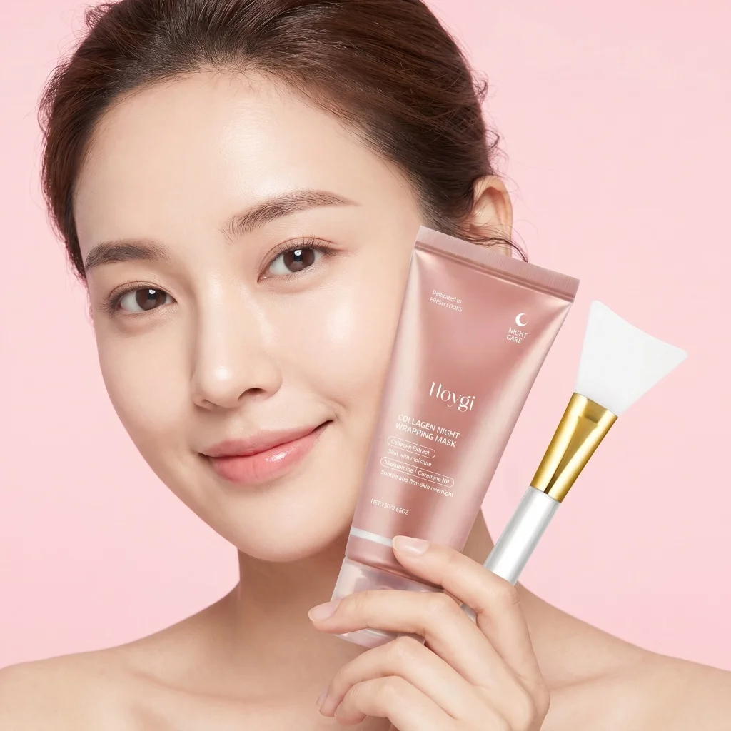 Collagen Overnight Wrapping Peel Off Facial Mask, Korean Collagen Night Wrapping Mask Deeply Hydrates Night Care Mask Cream 75ml