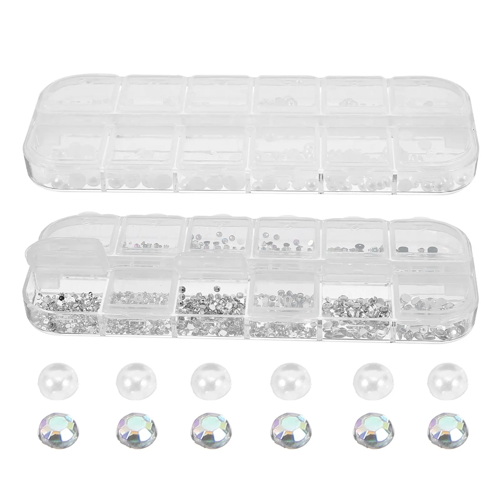 

2 Boxes Nail Art Gems Mini Pearl Rhinestone Charms for DIY Manicure Acrylic Nails Wedding Birthday Prom Nail Decorations Women