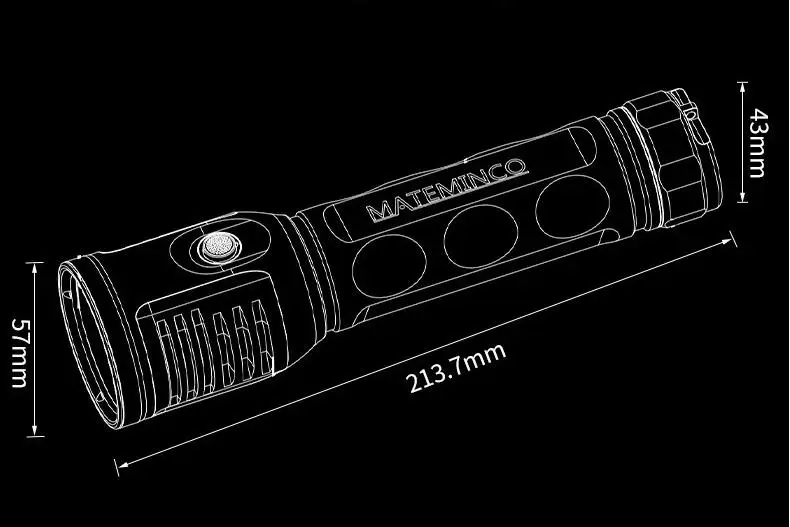 Torcia Mateminco MT003 Turbo 6000lm Torcia a LED Torcia grande
