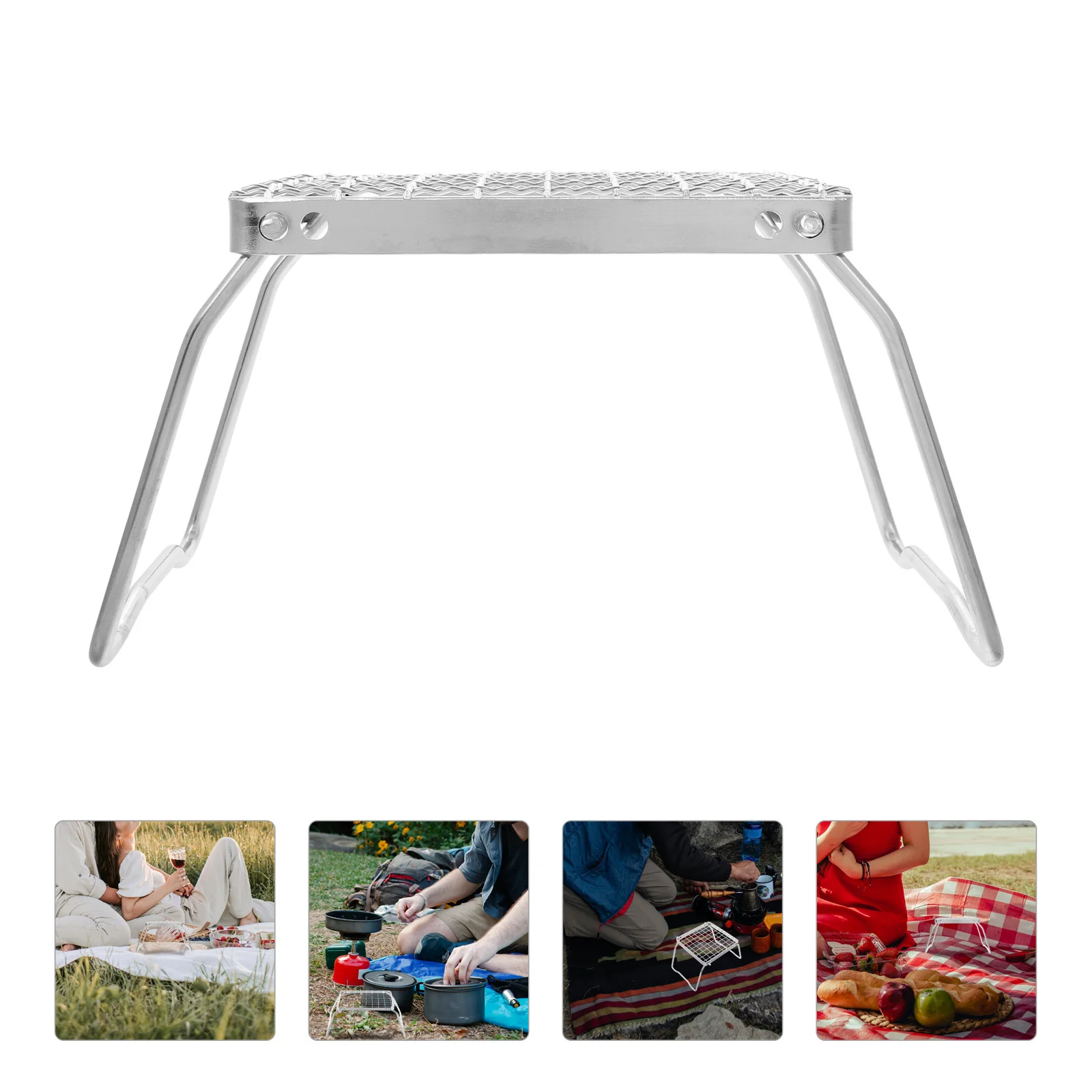 

Portable Stainless Steel Foldable Campfire Grill Grate Adjustable Legs Outdoor Cooking Essentials Backpacking Bbq