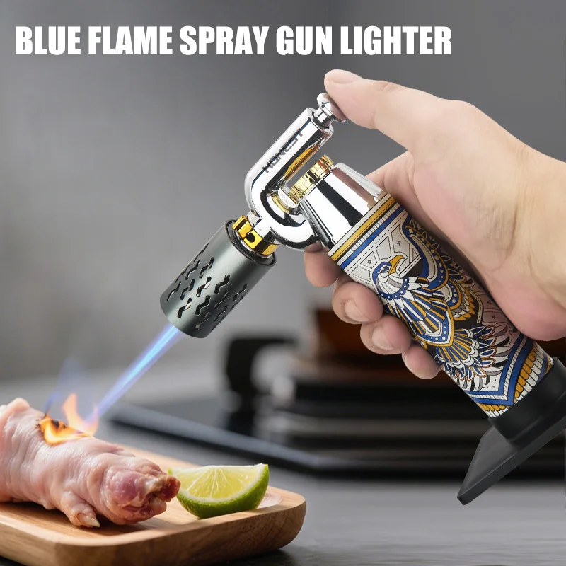 

HONEST Spray Gun Lighter Adjustable Flame Size Soft Flame Hard Flame Adjustment One Button Ignition Cyclical Inflation