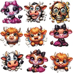 Cartoon Cute Cow Baby Iron on Transfers Dtf Transfers Ready to Press Patches for children Clothes Heat transfer stickers