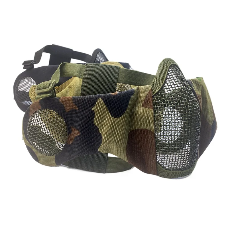 Tactical Paintball Foldable Mask Airsoft Metal Steel Mesh Adjustable CS Field Wargame Shooting Protective Elastic Mask