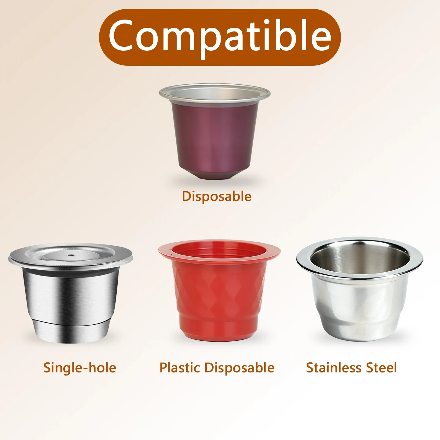 Refillable Coffee Capsule Shell Set, DIY Reusable Empty Espresso Capsules with Coffee Filling Tool